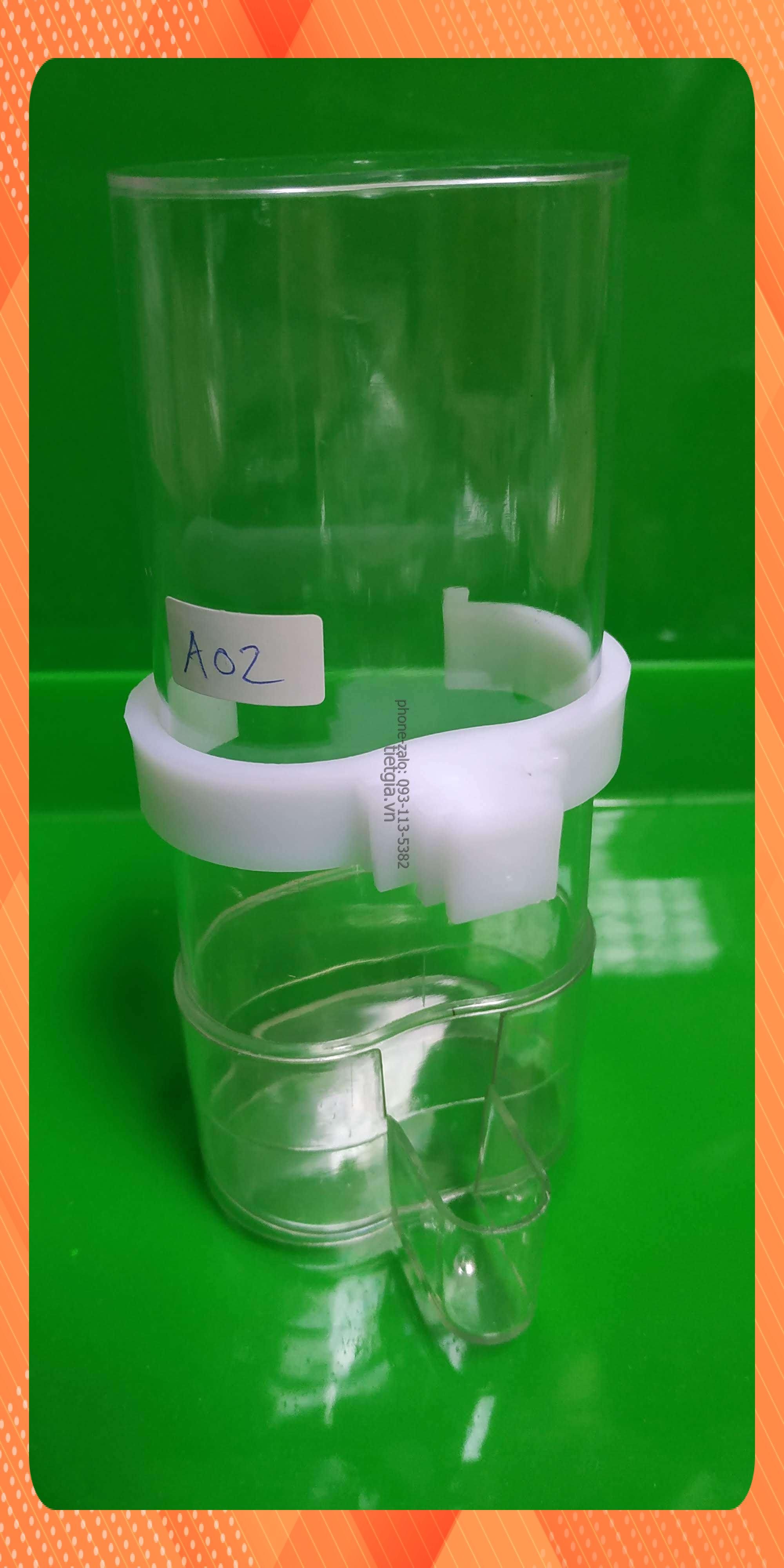 A02 - 10 cái Cóng thức ăn nước uống tự động chim kiểng bằng Mica cao cấp, ống A02