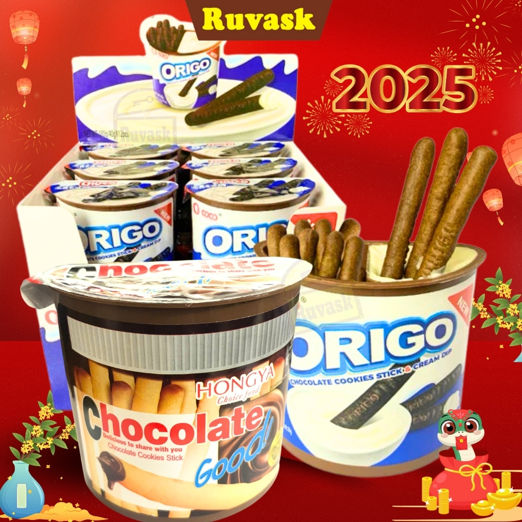 Bánh Quy Que Chấm Sốt Kem Sữa ORIGO - Bánh Que Đũa Chấm Sữa Socola THƠM NGON - Bánh Quy Ruvask