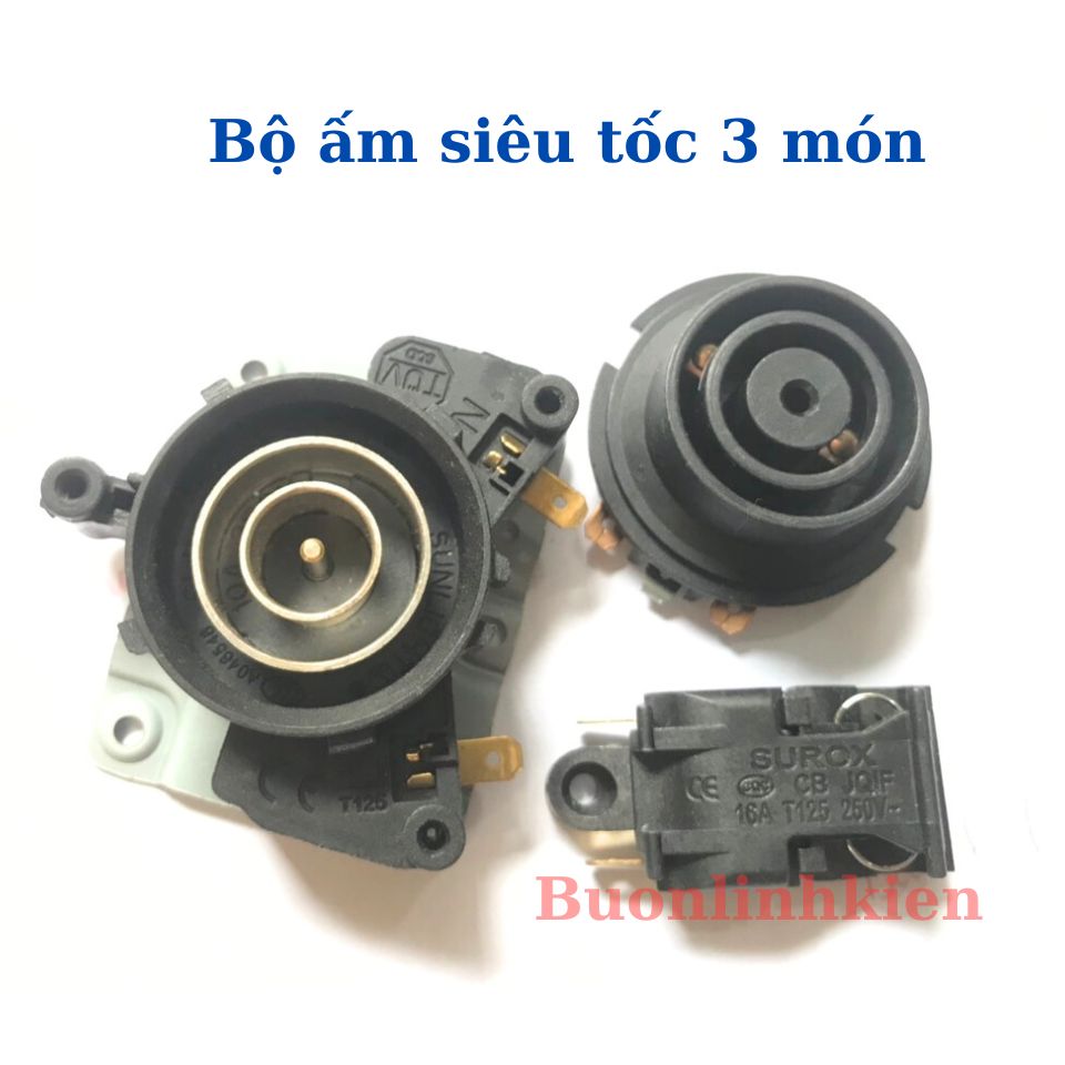 Bộ công tắc - chân đế ấm siêu tốc - đế bình siêu tốc loại vuông 3 món