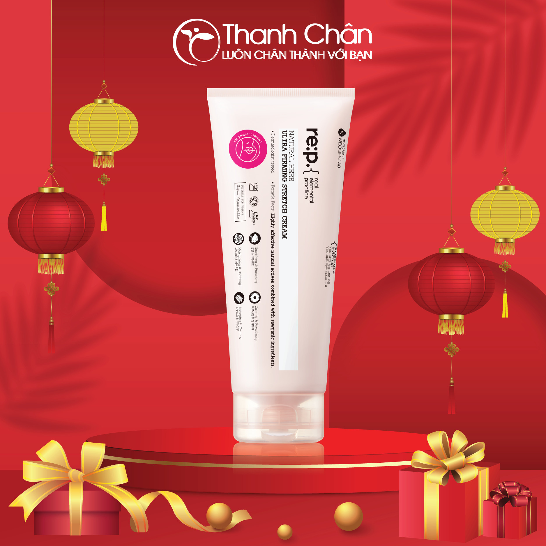 Kem Giảm Rạn Da RE:P - Làm Mờ Sẹo & Săn Chắc Da Rep Natural Herb Ultra Firming Stretch Cream 200ml