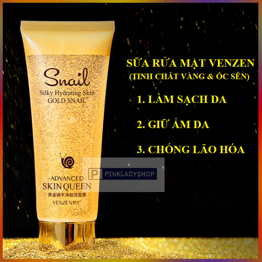 Sữa rửa mặt tinh chất 24k và ốc sên Venzen100g/Hộp chống lão hoá, dưỡng ẩm, trắng da