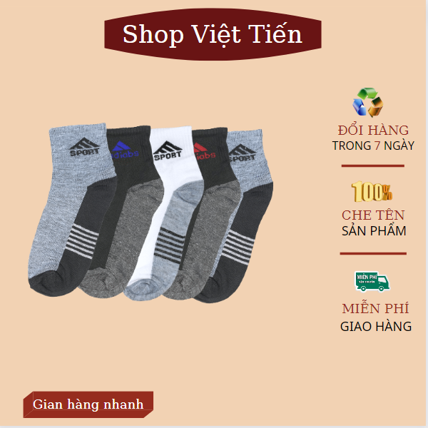Sét 10 đôi tất,vớ nam cao cổ  hàng đẹp chất liệu cotton dày dặn,mềm mại,co giãn ,thấm hút mồ hôi tốt tạo sự thỏa mái khi sử dụng với thiết kế cổ cao,chun mềm mại VT-81 Việt Tiến