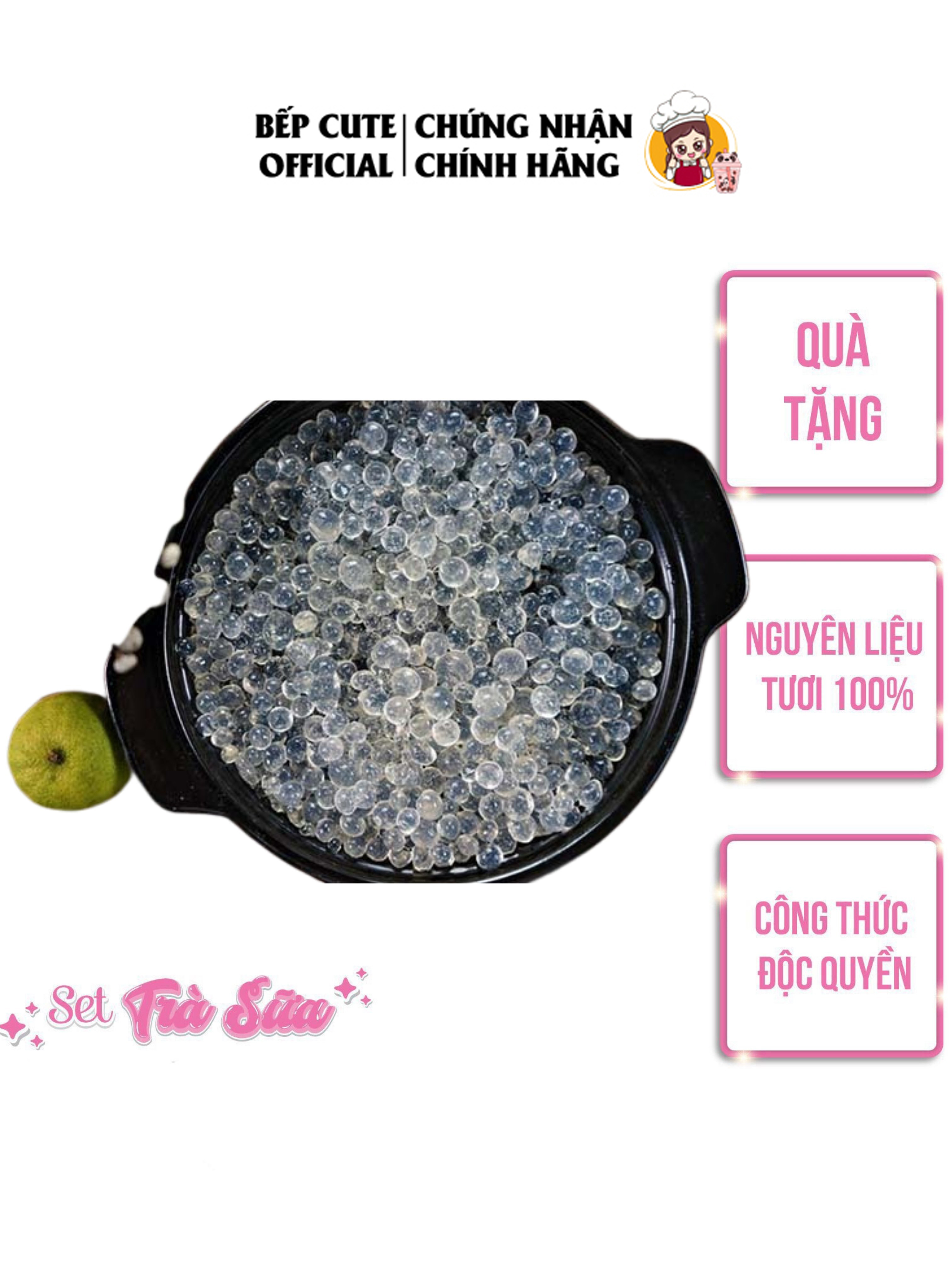 Trân Châu Thạch Ngọc Trai Thủy Tinh Giòn Nguyên Liệu Tự Pha Trà Sữa Túi 2KG BẾP CUTE OFFICIAL