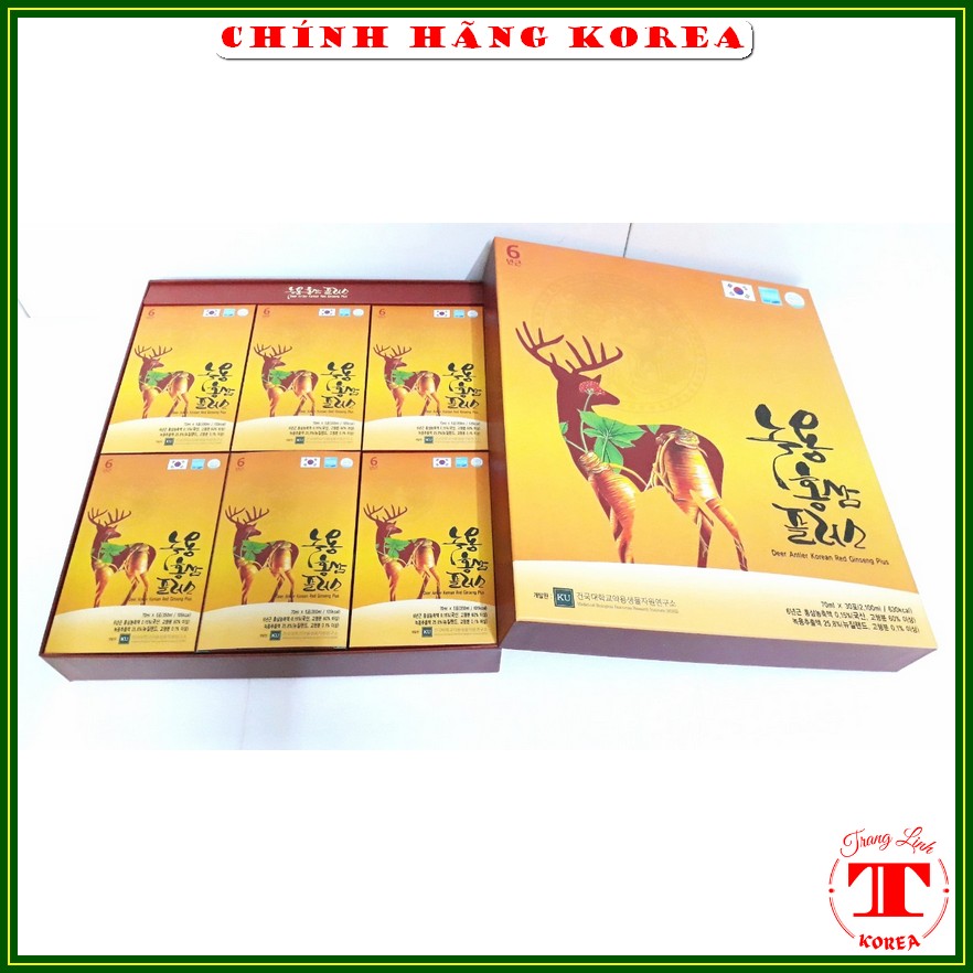 Nước hồng sâm nhung hươu hàn quốc cao cấp, hộp  30 gói - Tăng thể lực, sức bền, giảm stress, đau đầu, phòng ung thư, tranglinhkorea