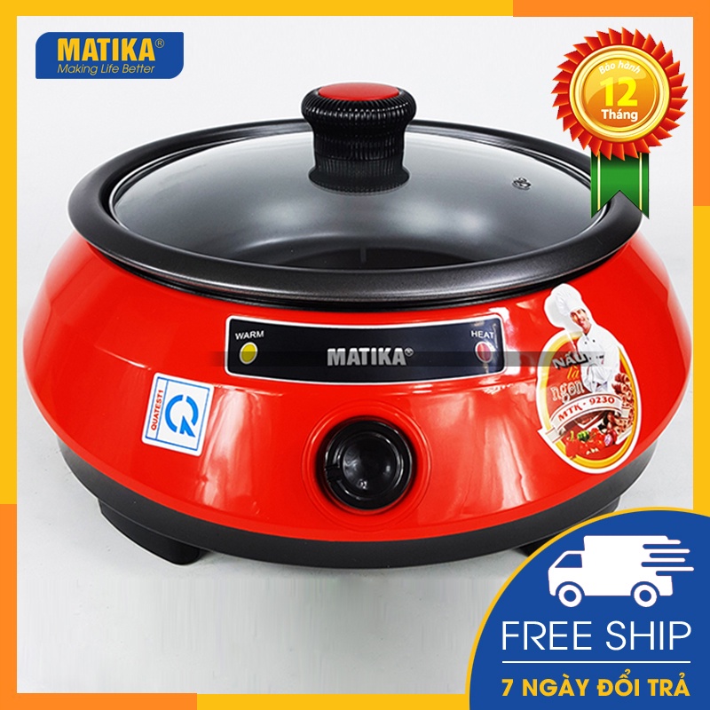 Nồi lẩu điện 💖matika💖 bếp lẩu điện 3l - 1300w đa chức năng nấu mtk-9230