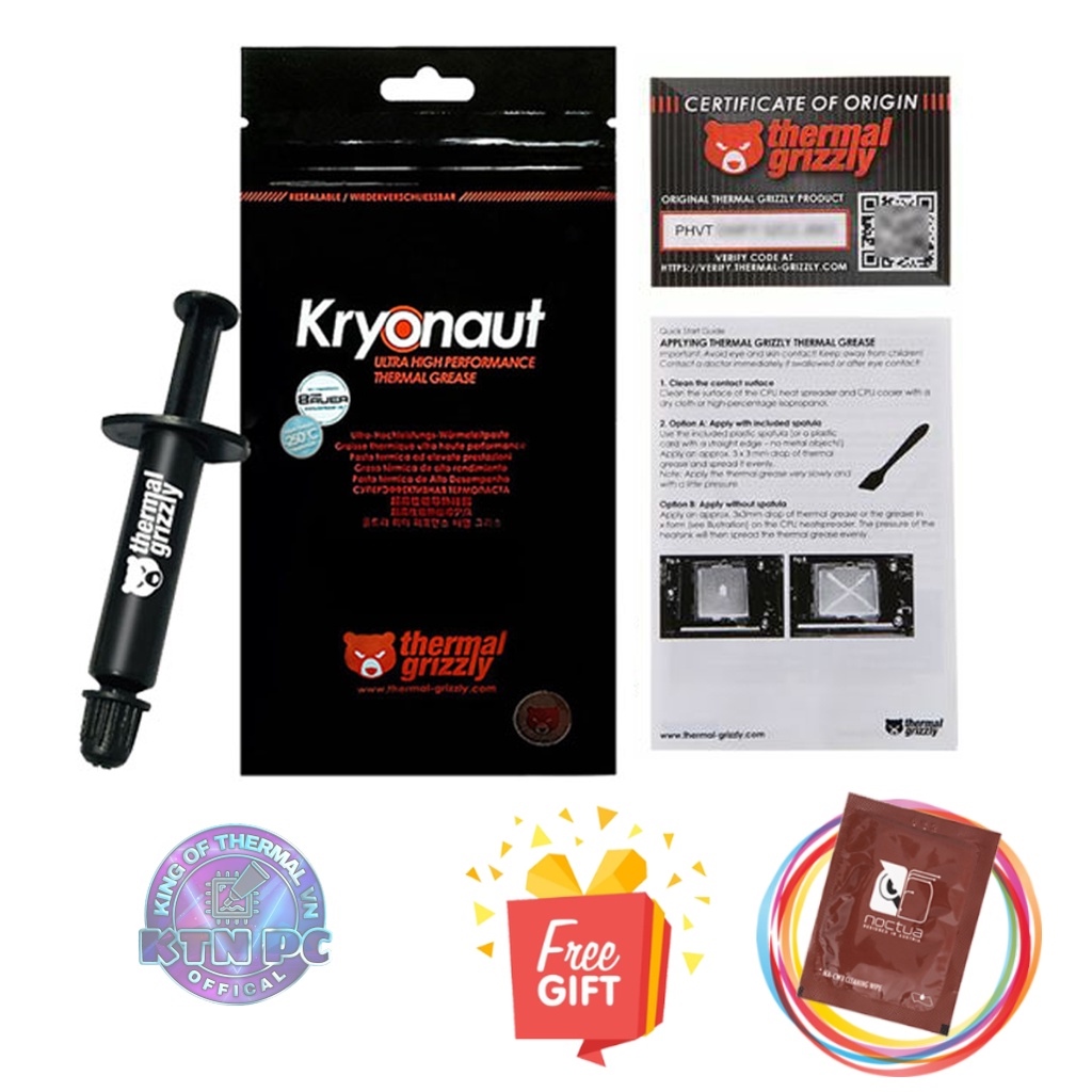 Keo Tản Nhiệt Thermal Grizzly Kryonaut 1g Làm Mát Cpu Gpu - Chính Hãng