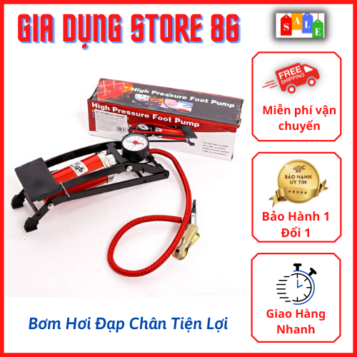 Bơm hơi đạp chân mini siêu tiện lợi nhỏ gọn cho ô tô - xe máy, bơm xe máy, bơm xe đạp, bơm lốp ô tô, bơm mini