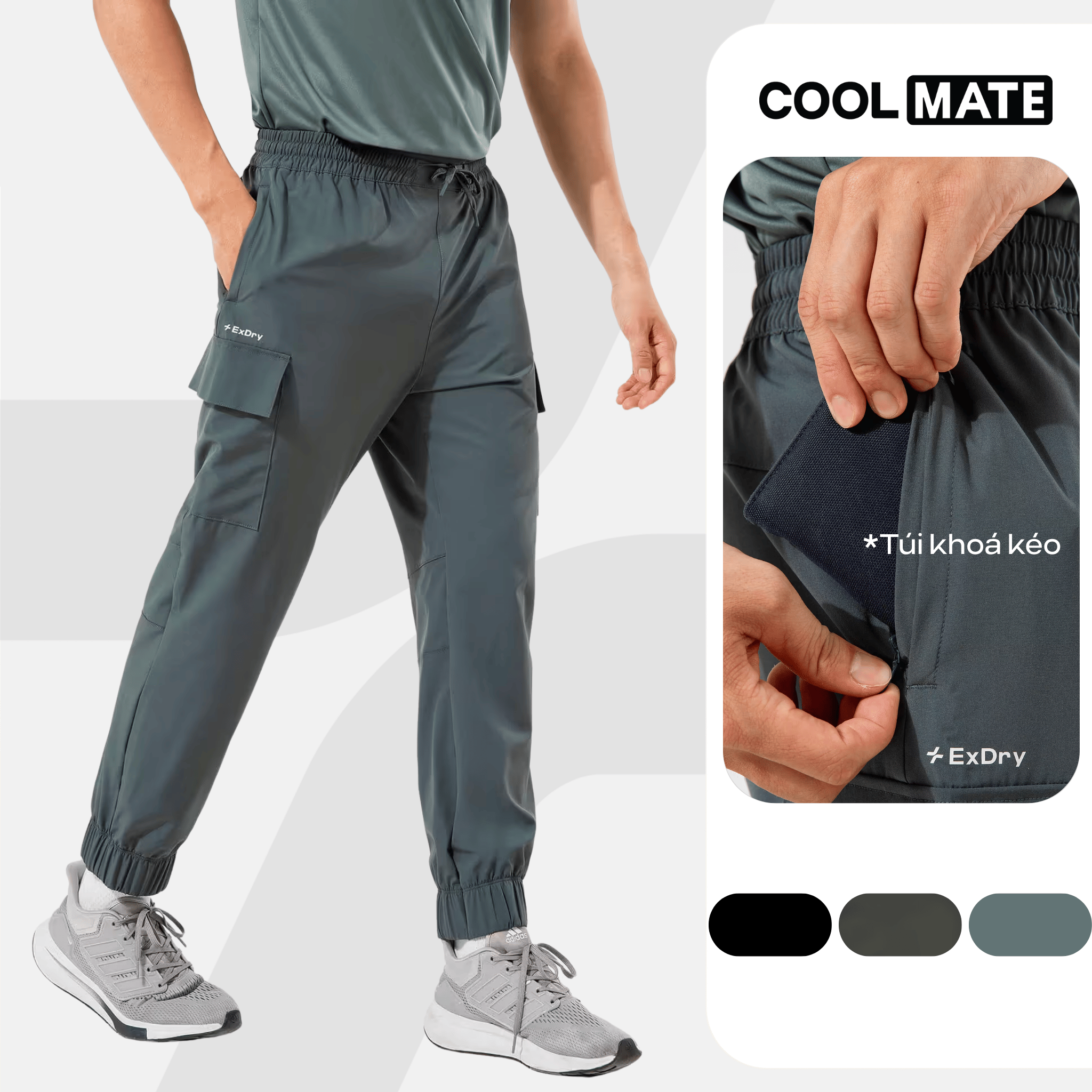 Quần dài nam Jogger thể thao ExDry dệt Woven mềm mịn co giãn tốt Coolmate