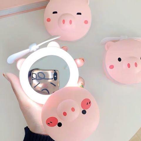 Quạt Cầm Tay Mini Fan - Quạt Tích Điện Cầm Tay Mini 3 In 1 Cực Mát, Kiêm Gương Soi Và Đèn Siêu Dễ Thương Siêu Hot [ Giá Sốc ]