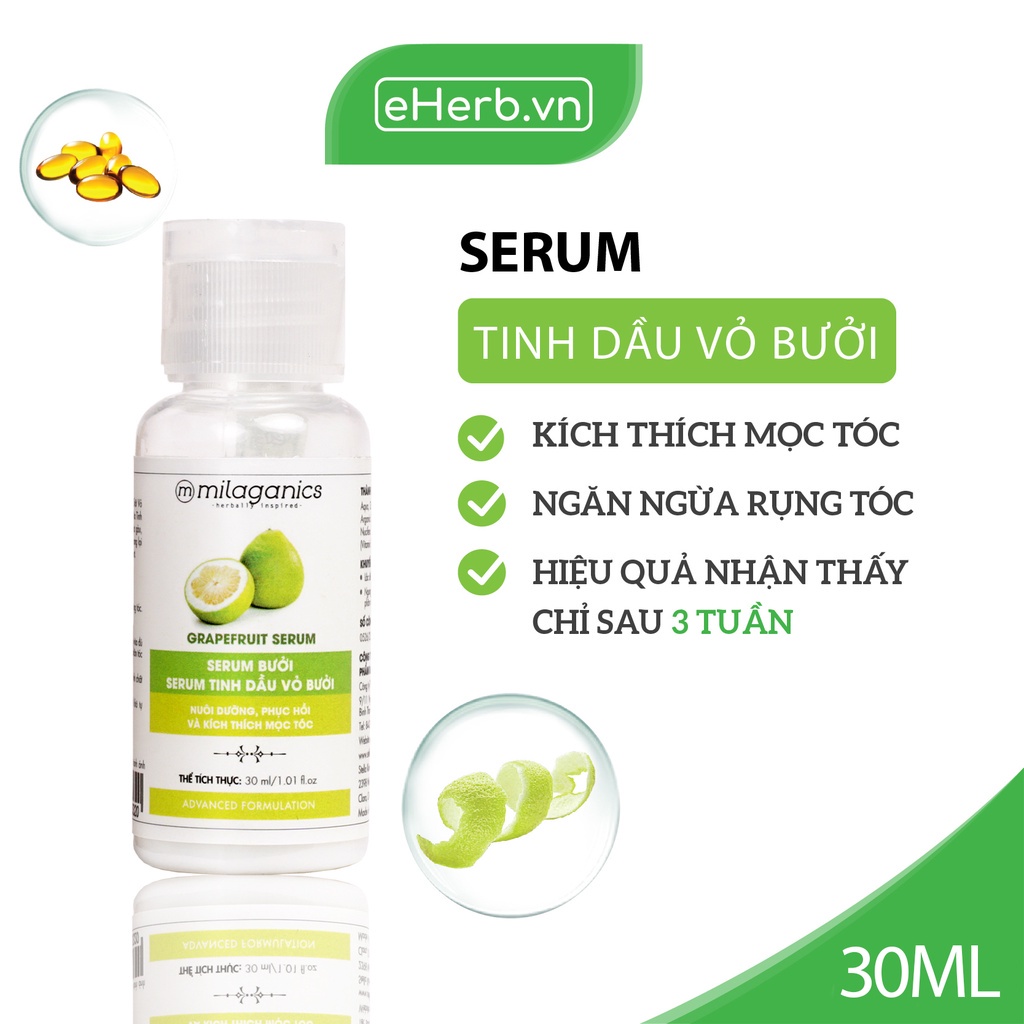 Tinh dầu bưởi ngừa rụng & kích thích mọc tóc - xịt bưởi mọc tóc milaganics