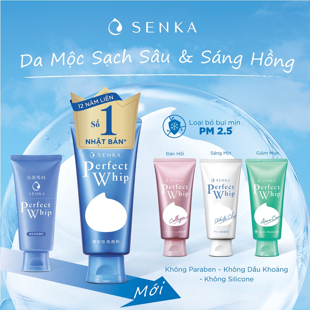 Sữa rửa mặt tạo bọt chiết xuất tơ tằm trắng Senka Perfect clay (50g-120g)