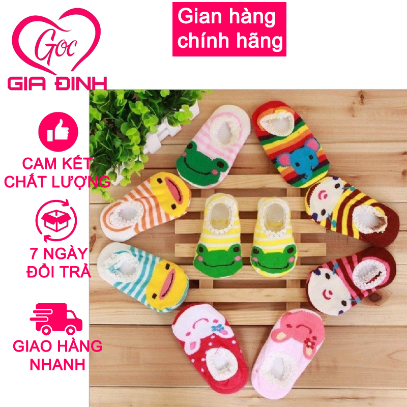 Bộ 10 đôi tất hoạt hình chống trơn trượt cho bé (họa tiết ngẫu nhiên)