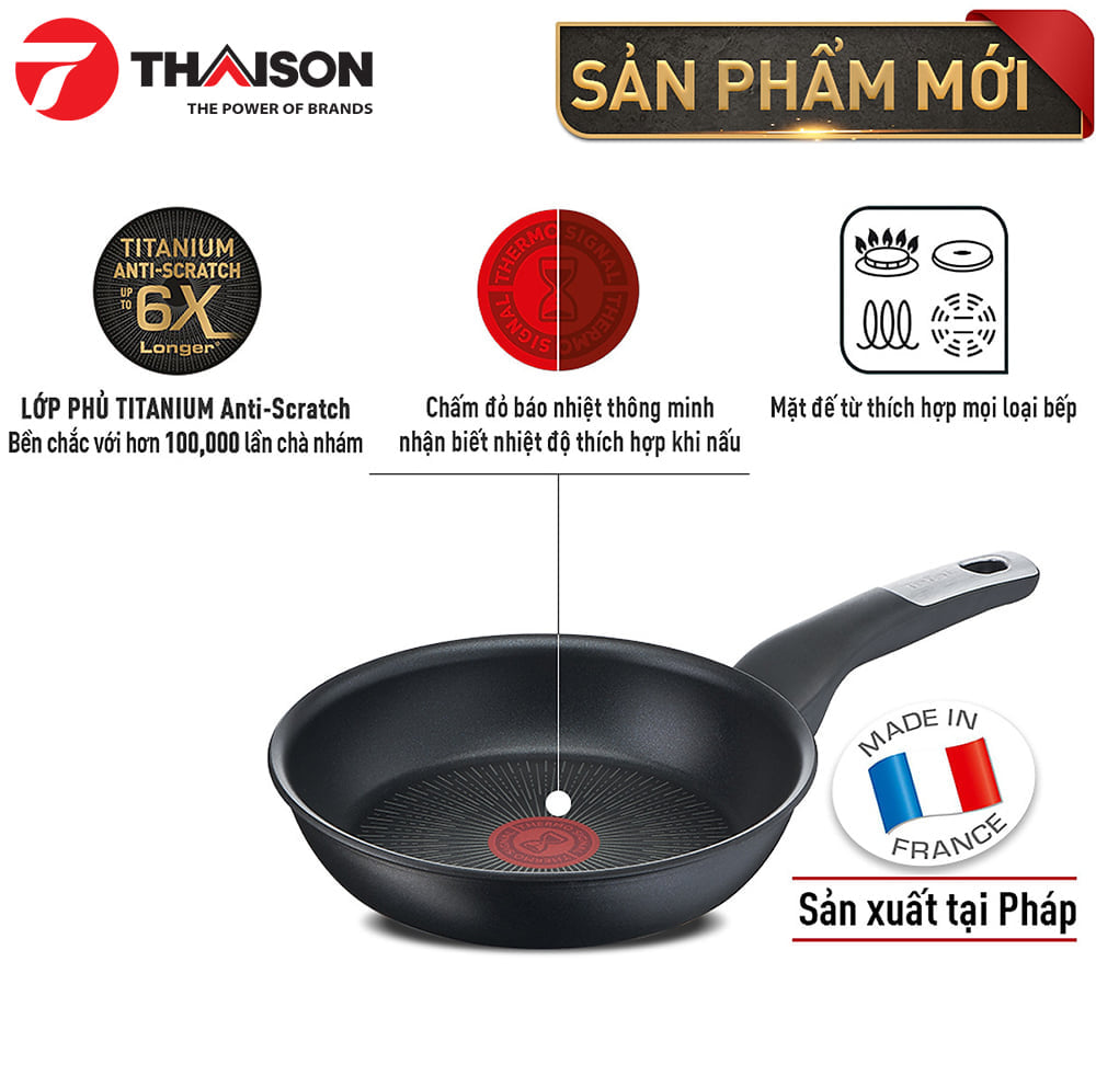 Chảo chống dính Tefal Unlimited 20 - 28cm nhập khẩu Pháp, chuyên dùng Bếp Từ
