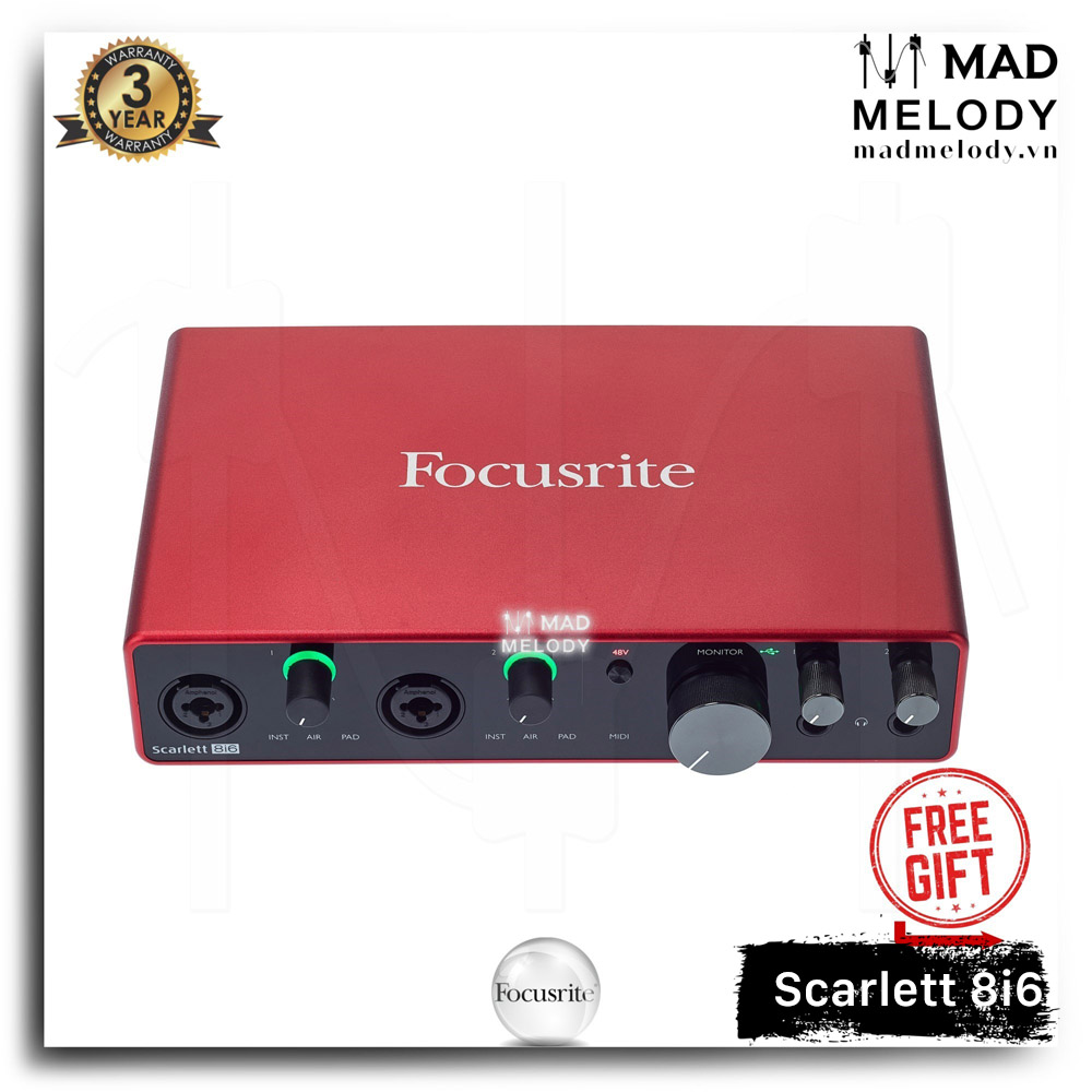 Focusrite Scarlett 8i6 USB Audio Interface (3rd Gen) [soundcard thu âm/kiểm âm 8i6 Gen 3, thế hệ 3, NEW]