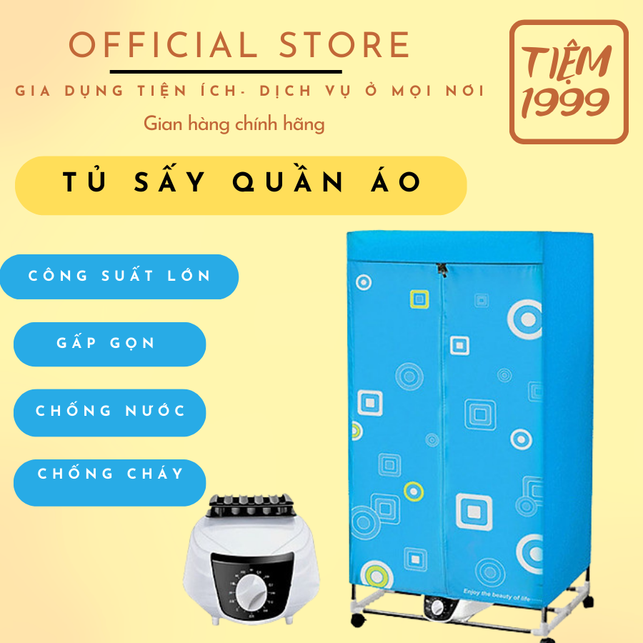 Tủ sấy quần áo chính hãng, máy sấy quần áo mini gấp gọn ,công suất 1300W sấy quần áo nhanh trọng lượng sấy tới 15kg