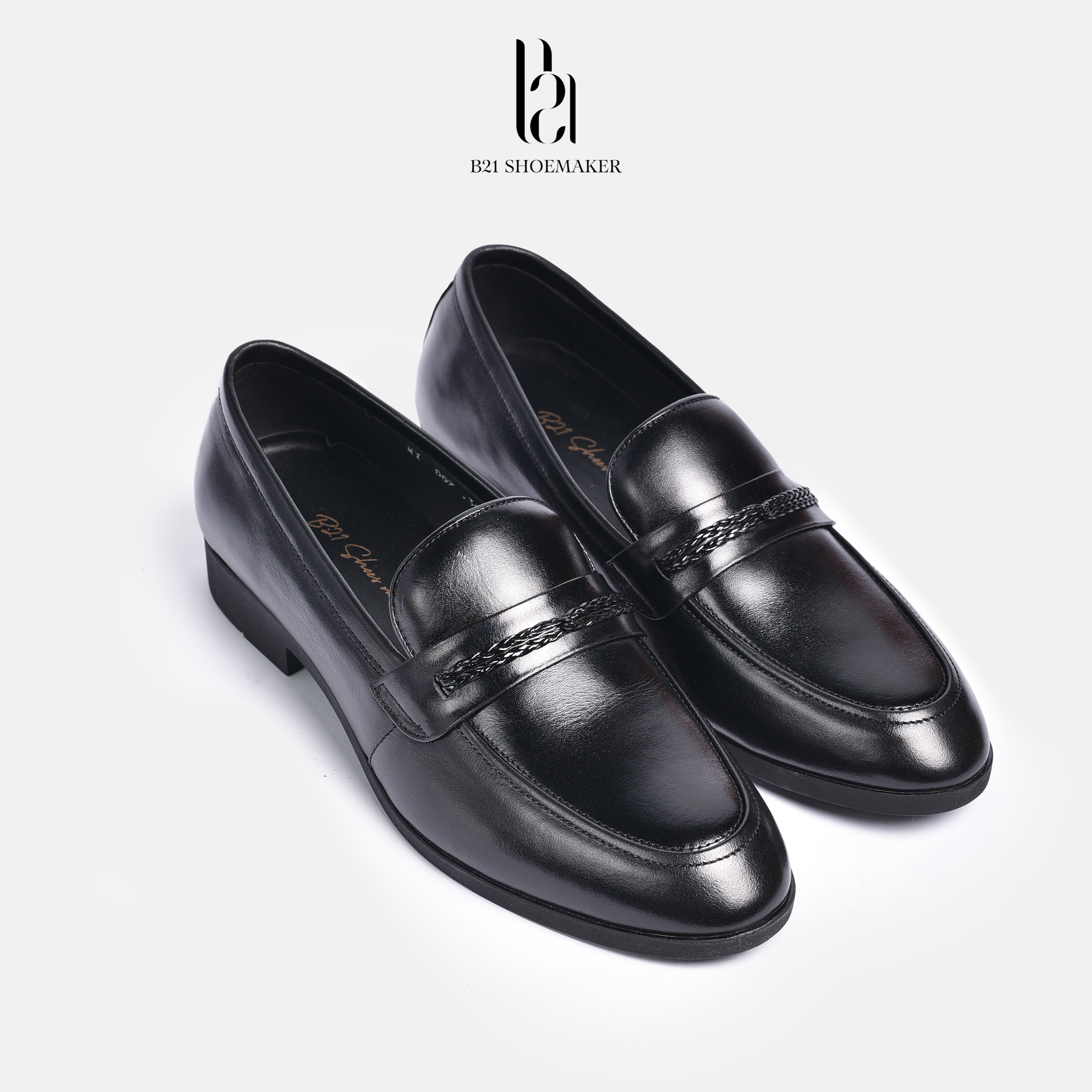 Giày Lười Loafer Nam Da Bò Công Sở Đế Cao Su Tăng Chiều Cao Êm Chân Phong