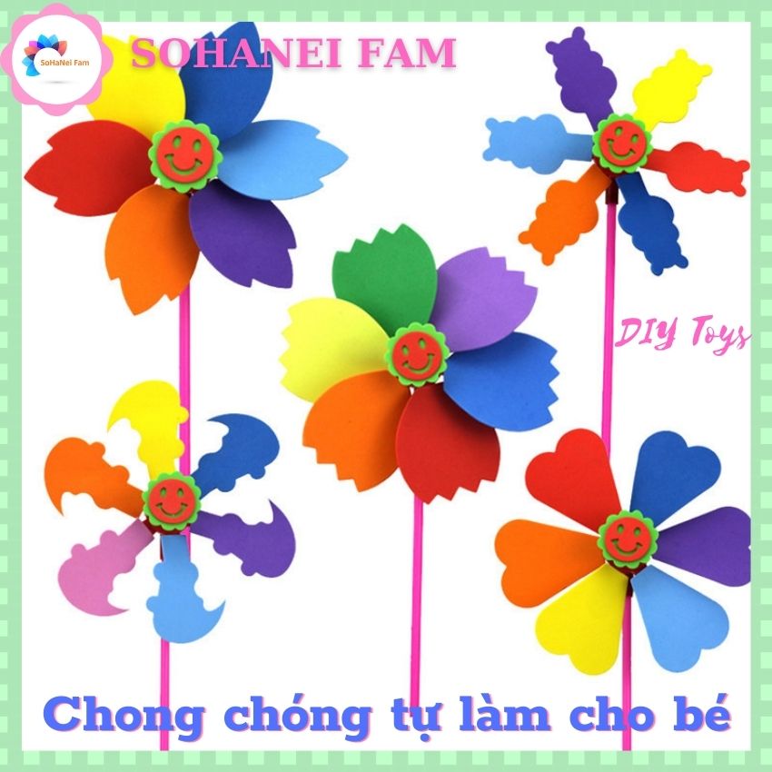 [HCM][DIY TOYS] Chong Chóng Đồ Chơi DIY Tự Làm Cho Bé - SOHANEI FAM - Chong Chóng Nhựa EVA 5 Màu Đồ Chơi Thú Vị Cho Bé Mẫu Giáo
