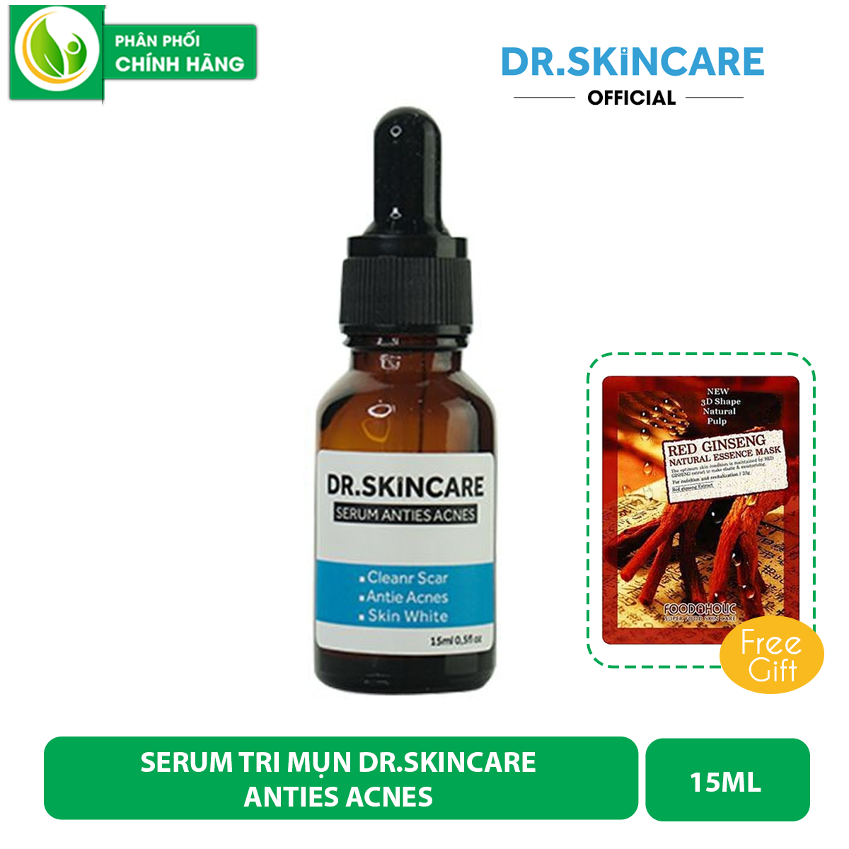 Serum dr.skincare 15ml loại trừ mụn. kháng viêm, diệt khuẩn, làm sáng da - chính hãng check mã điện tử
