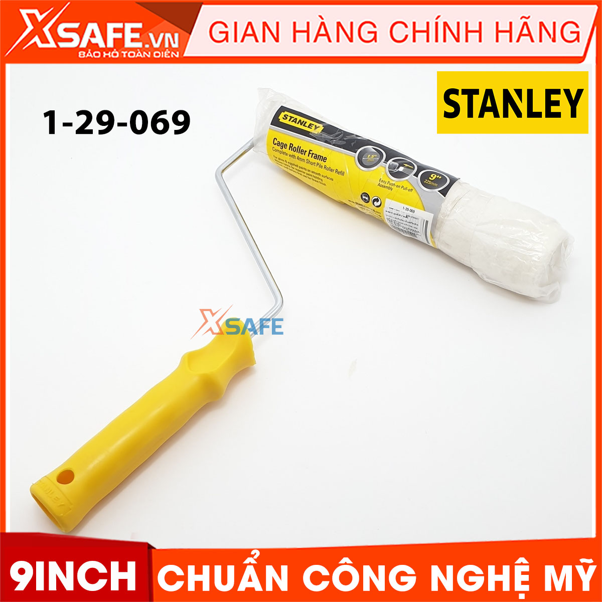 Lăn sơn STANLEY 1-29-069 9 inch. Lăn sơn Stanley với bông lăn bằng vải mềm mịn cho đường lăn đẹp không có hằn, khung lăn cao cấp và tay cầm bằng nhựa cầm nắm thoải mái