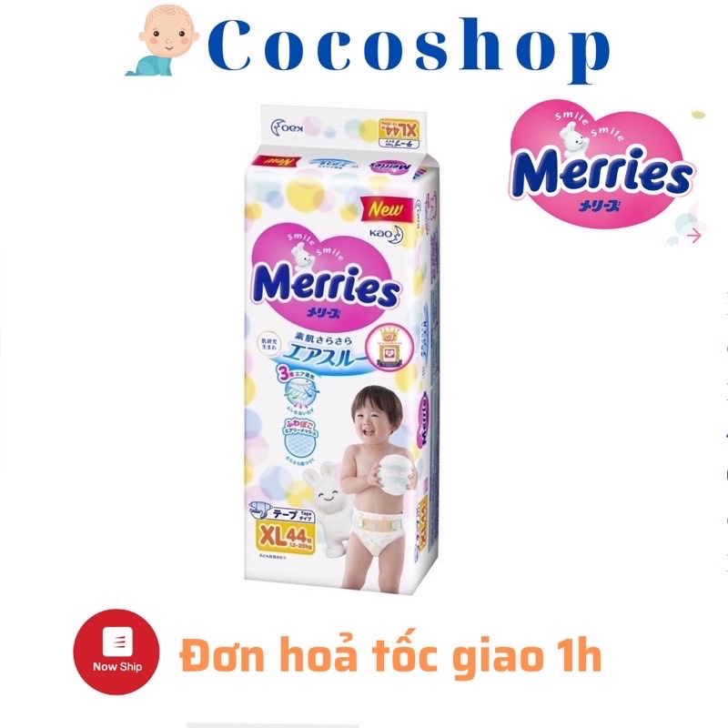 Tã dán meries size xl44 miếng cho bé từ 12-20kg