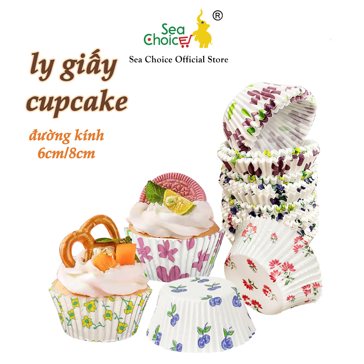 Cốc Giấy Làm Bánh Cupcake Sea Choice đựng bánh nướng giấy dầu nhiệt độ cao ngăn đựng giấy lót cốc bánh nướng xốp cốc