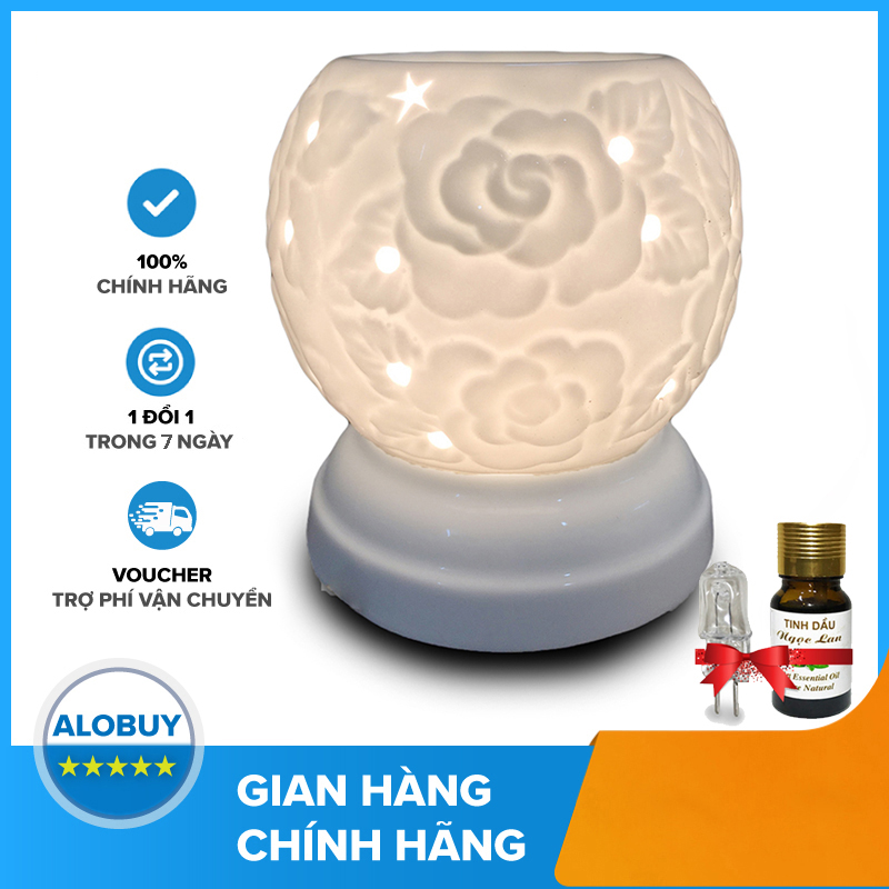 Combo Đèn Xông Tinh Dầu Gốm Bát Tràng Mini + Tặng 1 Chai Tinh Dầu 10ml Và