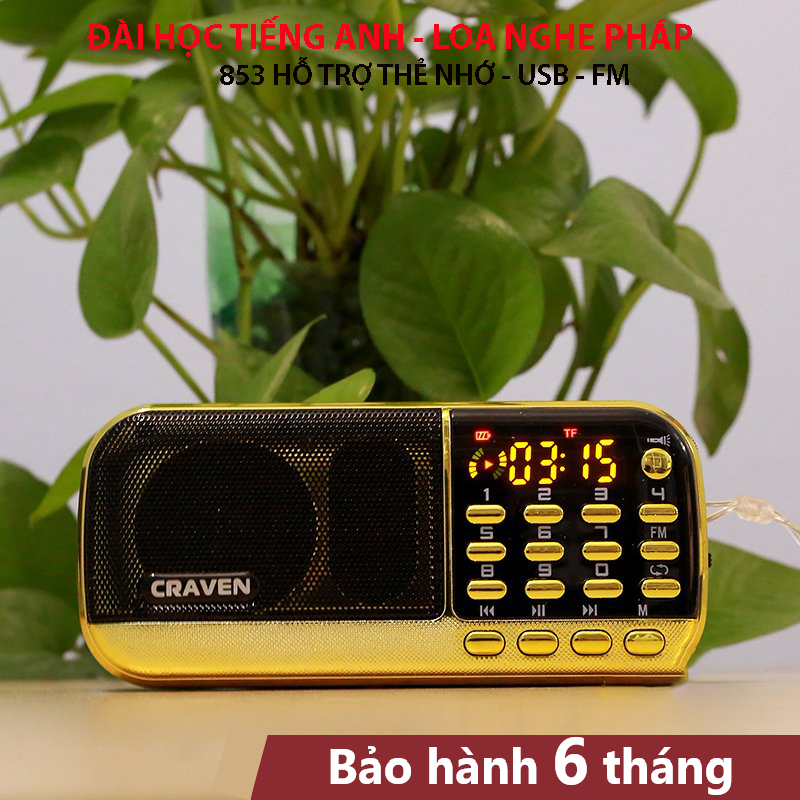 Loa Craven CR-853, Craven CR 853, Craven 853 3 PIN nghe rất lâu dùng Thẻ Nhớ hoặc USB, nghe đài FM, nghe kinh phật, tập thể dục USB , FM CR - 853 pin dung lượng cao, Caraven chính hãng- Bảo hành 6 tháng
