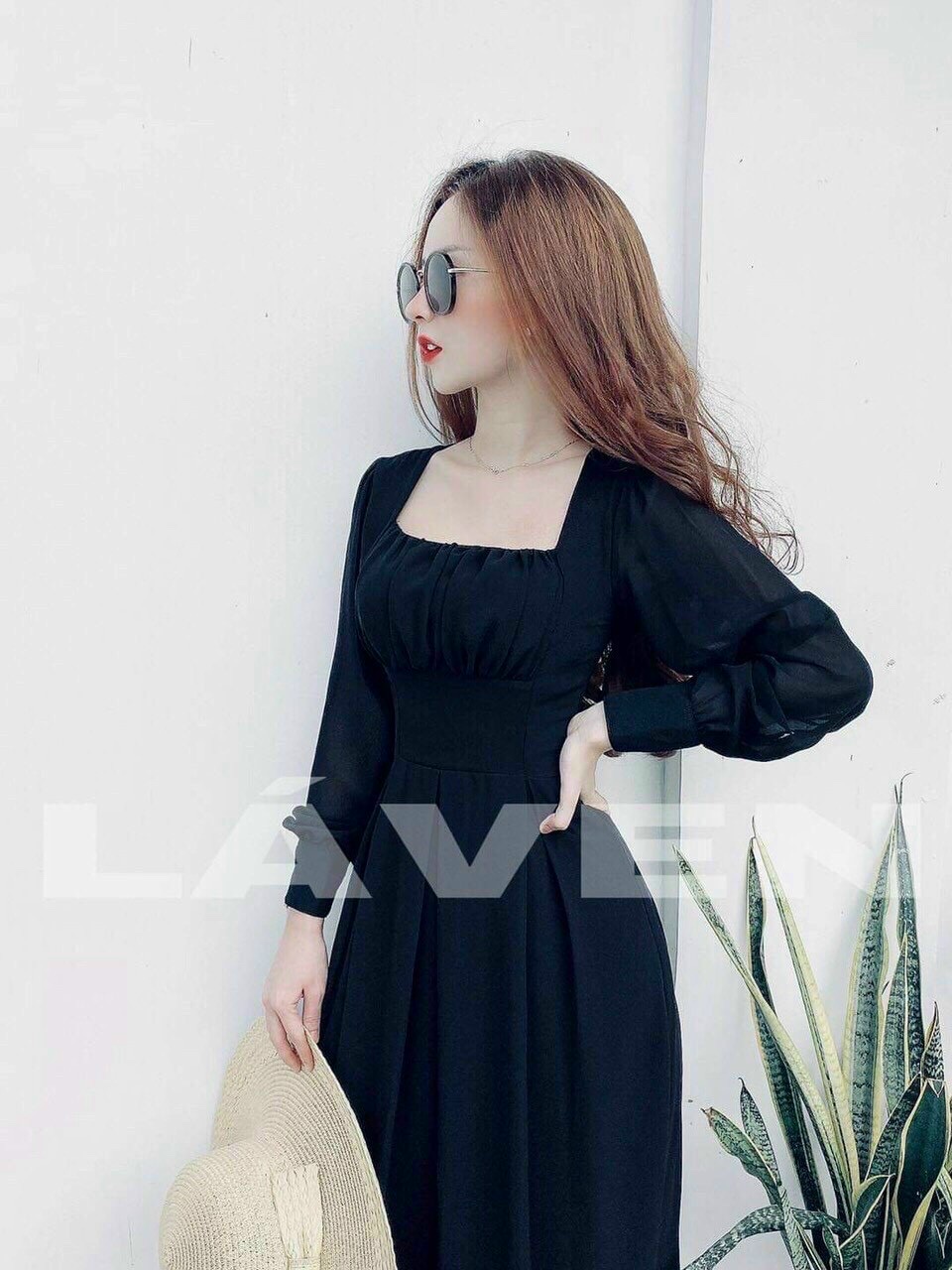 [HCM]Đầm Voan Tiểu Thư Cổ Vuông Tay Dài Trẻ Trung Dịu Dàng Cực Hot.Qc