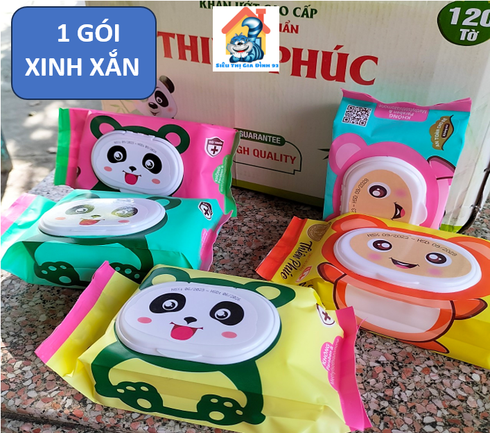 1 Bịch khăn giấy ướt gấu trúc, giấy ướt Baby Thiên Phúc 120 tờ không mùi