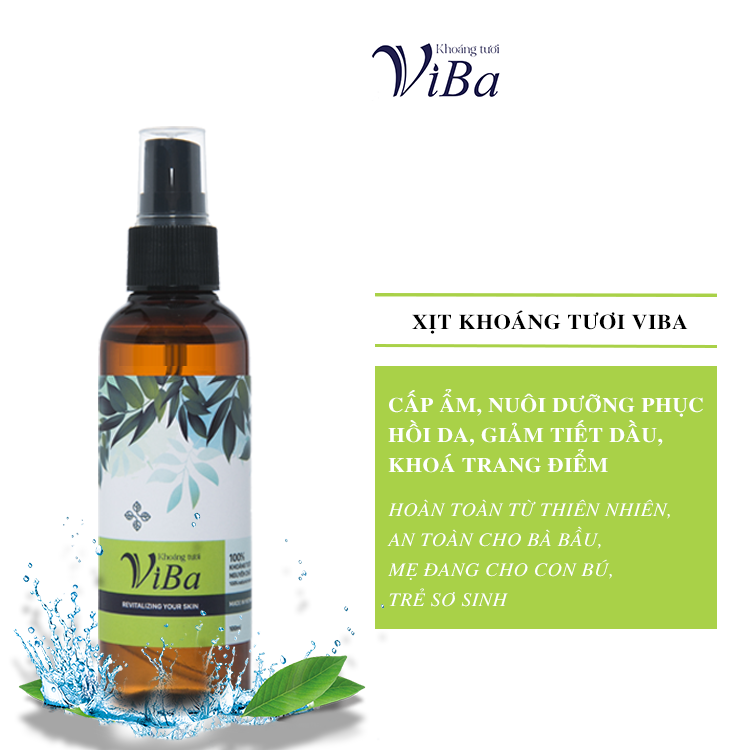 Xịt khoáng tươi VIBA 250ml cấp, dưỡng ẩm, kiềm da dầu, khóa trang điểm