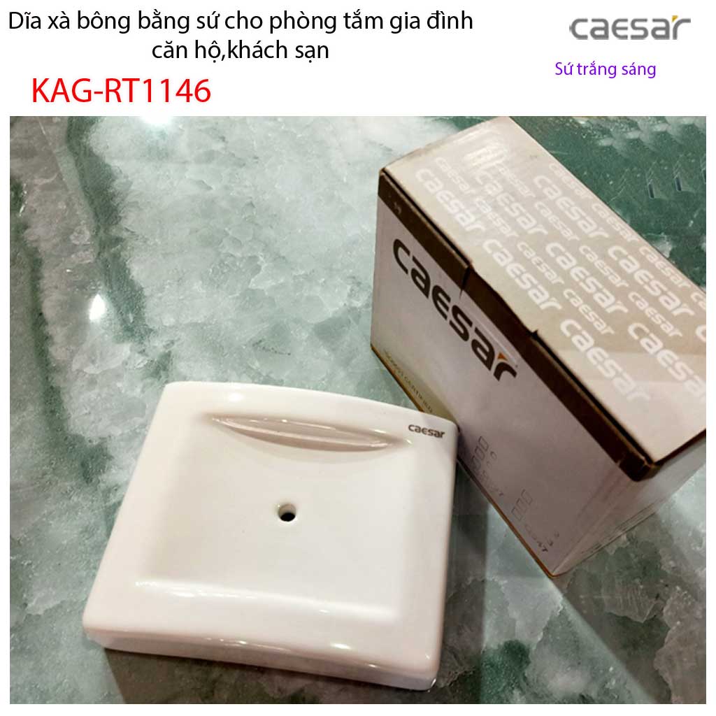 Dĩa xà bông sứ Caesar KAG-RT1146 kệ xà phòng sứ dễ vệ sinh luôn trắng bóng