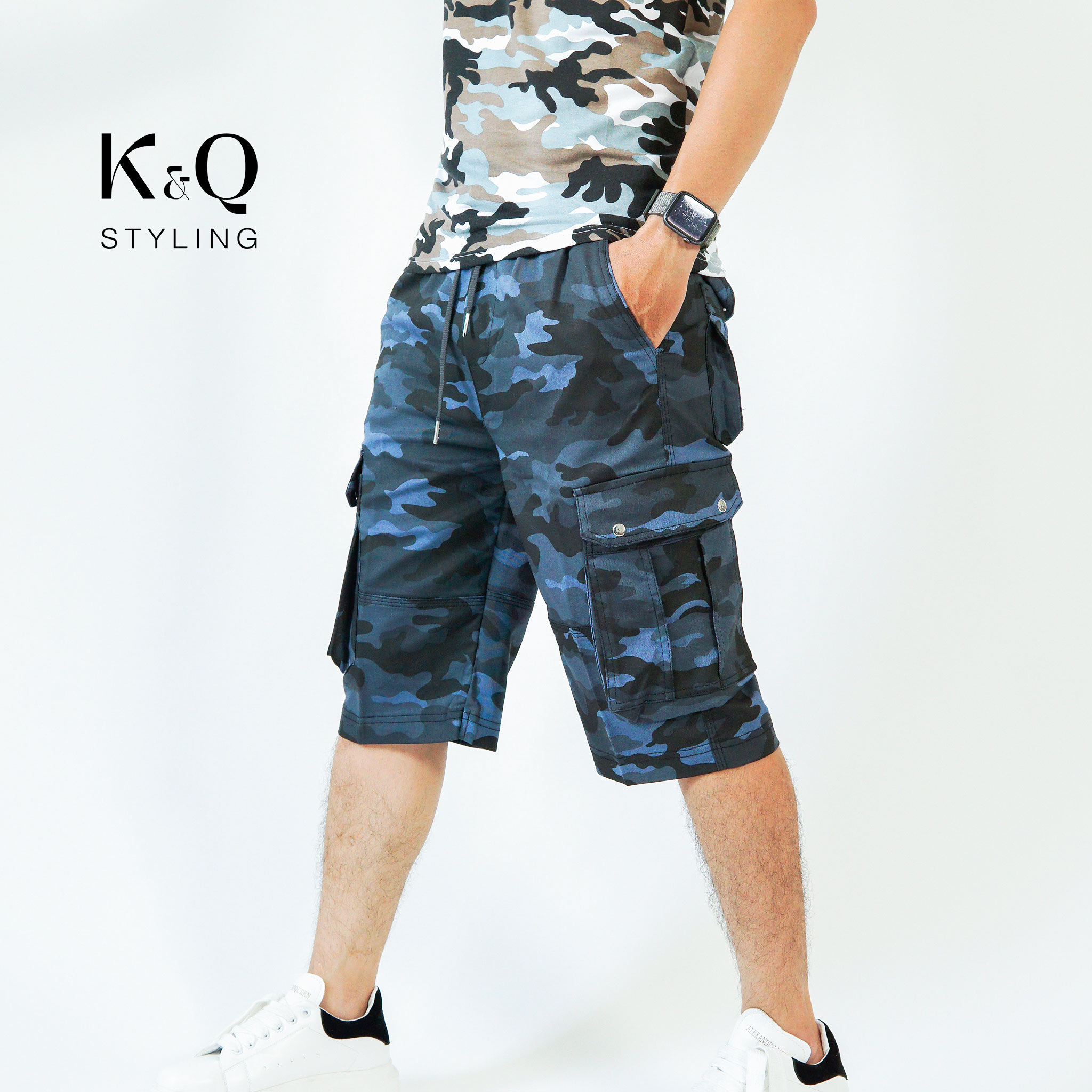 Quần đùi ngố kaki túi hộp K&QSTYLING rằn ri premium