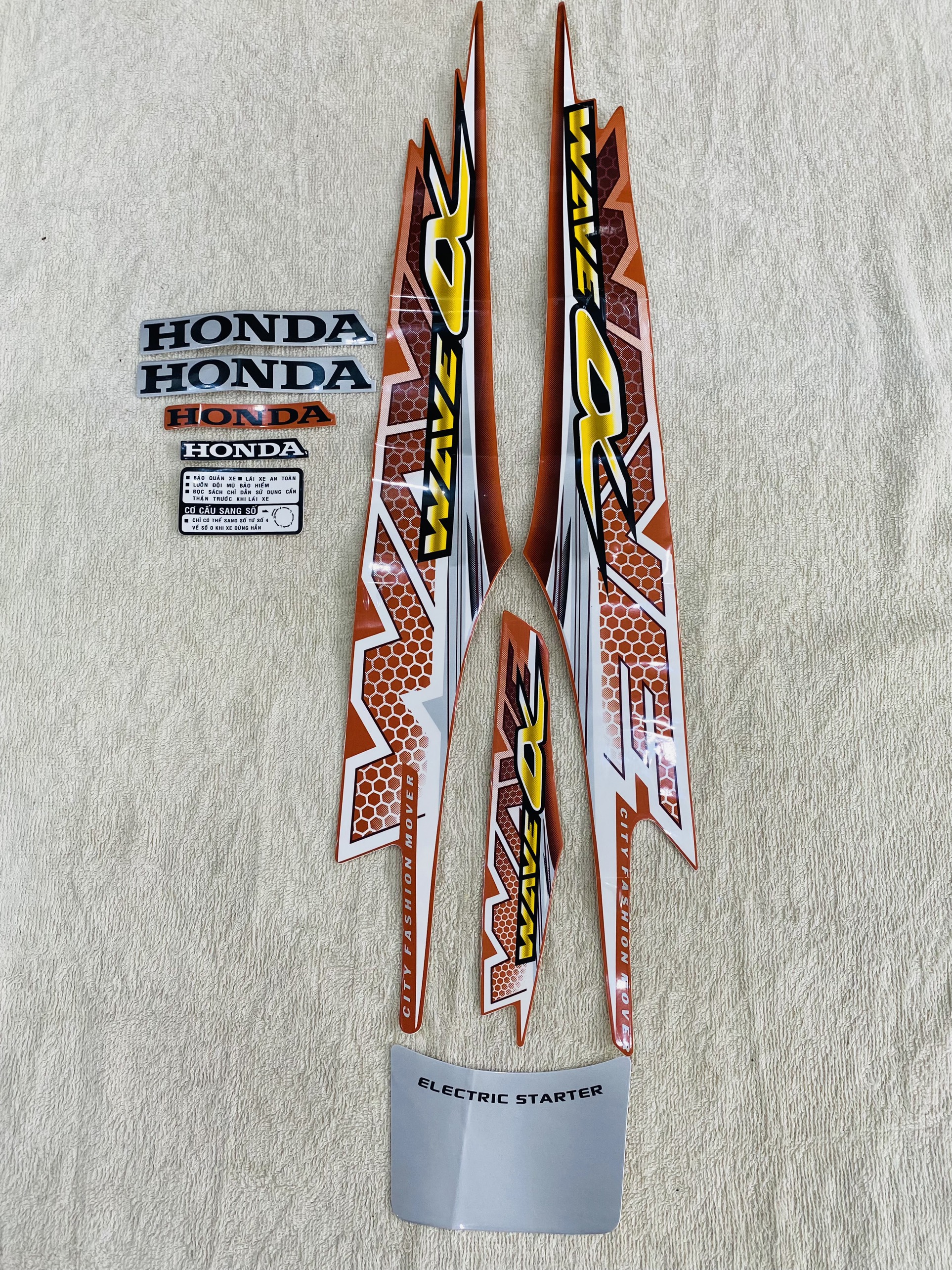 Bộ tem decal dán xe máy Honda wave a wave anpha đời 2016 màu cam zin thái siêu đẹp