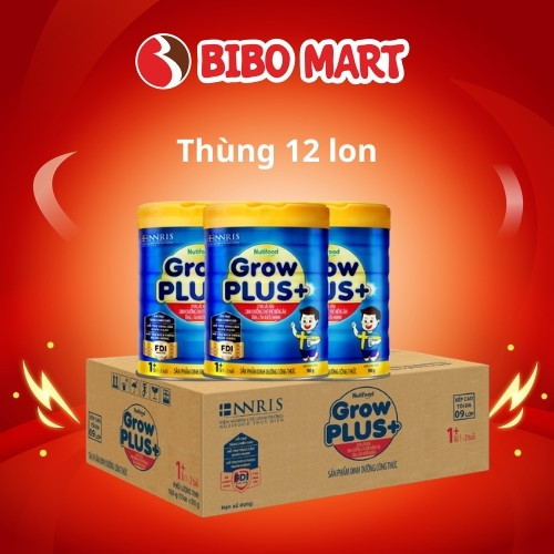 Thùng 12 Lon Sữa 900g GrowPLUS+ Xanh Cho Bé 1-2 Tuổi Hỗ Trợ Dinh Dưỡng - Bibo Mart
