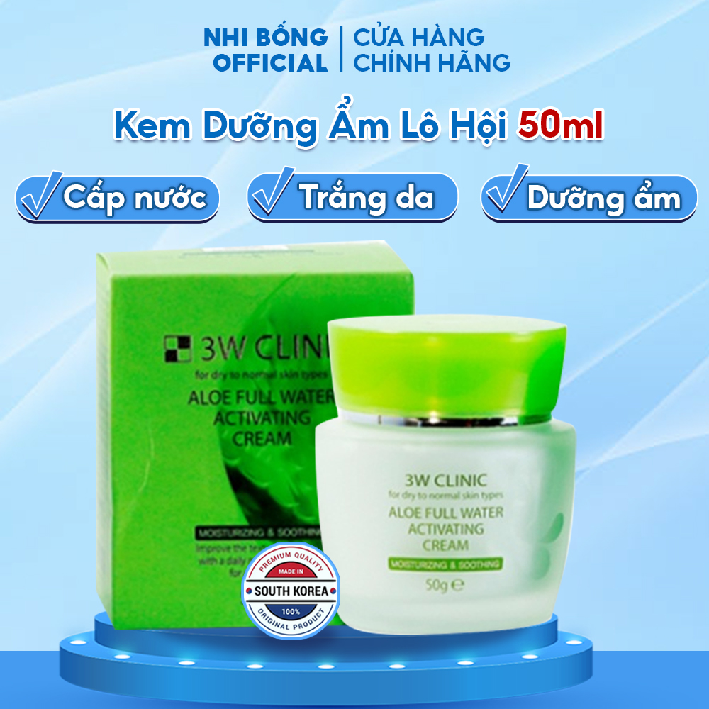 Kem Dưỡng Ẩm Trắng Da Lô Hội 3W CLINIC Hàn Quốc chiết xuất từ lô hội làm mờ vết nhăn chống lão hóa da 50ml