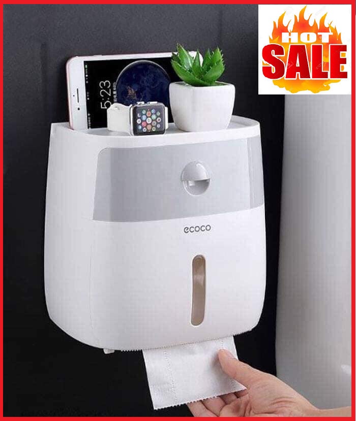 Kệ để giấy vệ sinh 2 tầng chống nước không cần khoan đục- Hộp để giấy vệ sinh