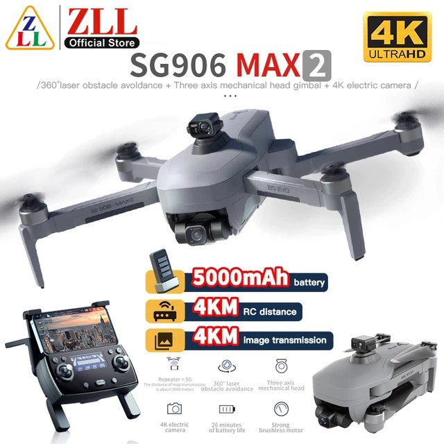 Máy Bay Flycam ZLL SG906 Max 2 Camera 4K Gimbal 3 Trục EIS Lazer Cảm Biến Tránh Va Chạm 360 Độ - Chính Hãng