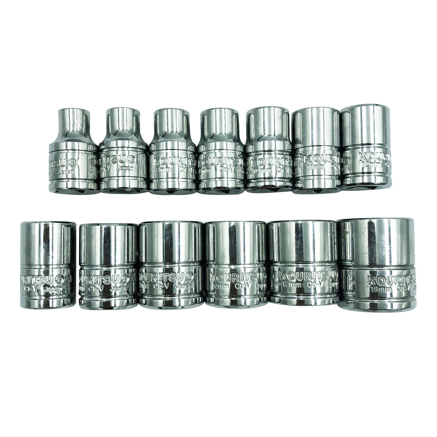 Bộ 13 khẩu 3/8 inch Nhật Bản Kouritsu thép CR-V 6-19mm