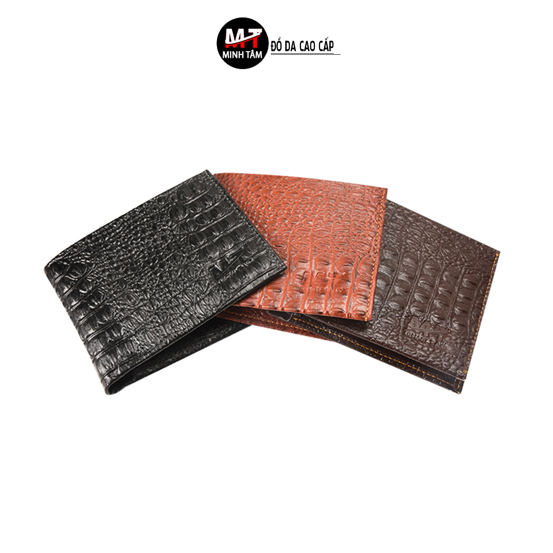 Ví Nam Minh Tâm Da Bò Vân Cá Sấu  Ngăn Khóa Rộng Rãi MT2205