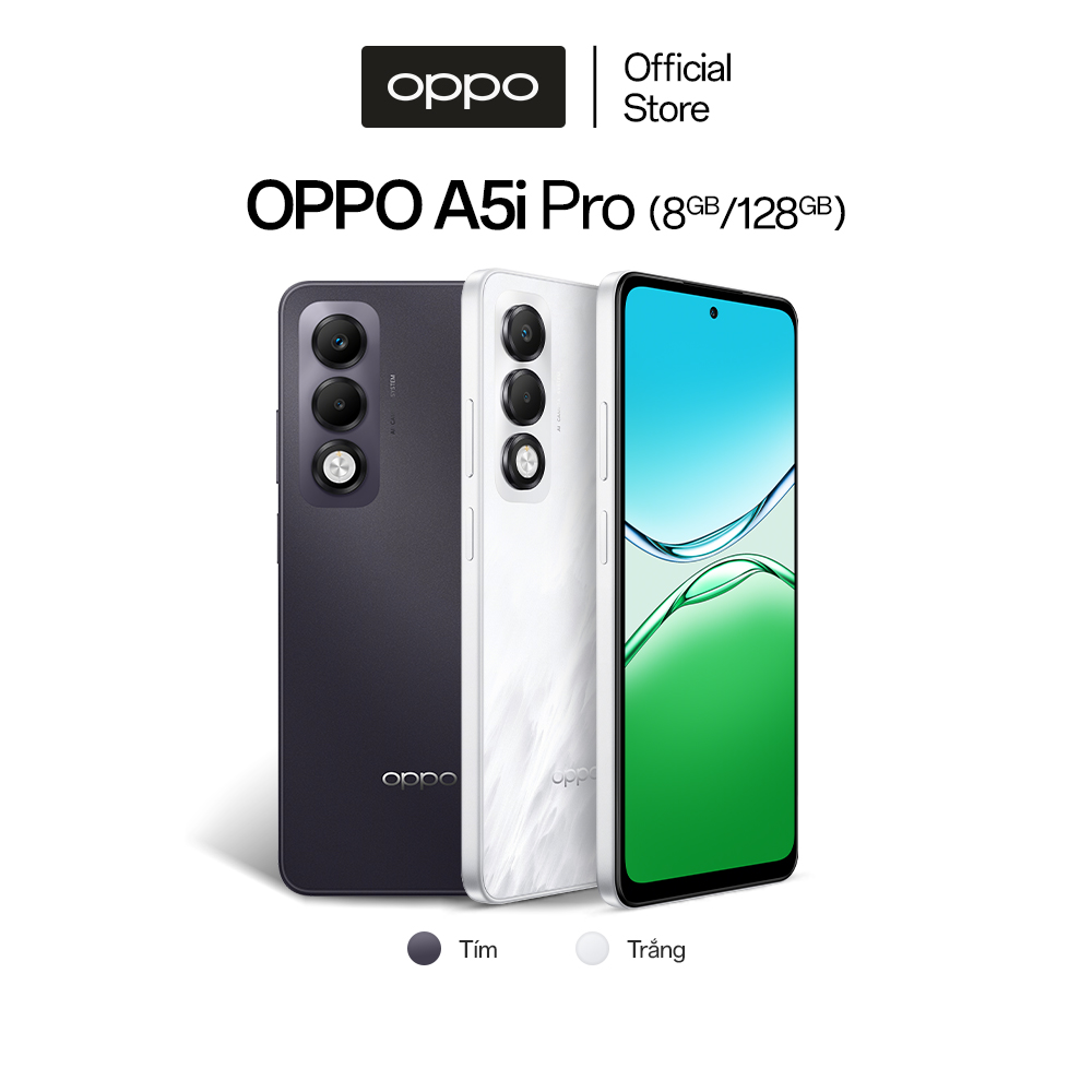Điện thoại OPPO A5i Pro 8GB/128GB | Thiết kế thanh lịch bền bỉ | Pin 6000mAh - Hàng chính hãng