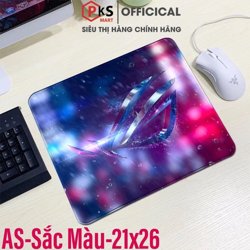 Lót Chuột, Pad Chuột Gaming Cỡ Lớn, Nhỏ ASUS-ROG 80x30x2mm 210x260x2mm Bo Viền Chắc Chắn Đế Cao Su - PKSMART
