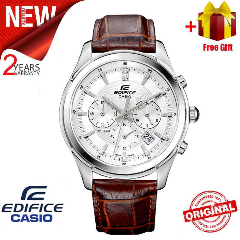 (Bảo hành chính thức 2 năm) Đồng hồ thời trang nam doanh nhân Edifice EFR517 ban đầu Chống nước 100M Chống va đập Chống thấm nước Toàn bộ lịch tự động bằng thép không gỉ Đồng hồ đeo tay nam thạch anh  EFR-517L-7A