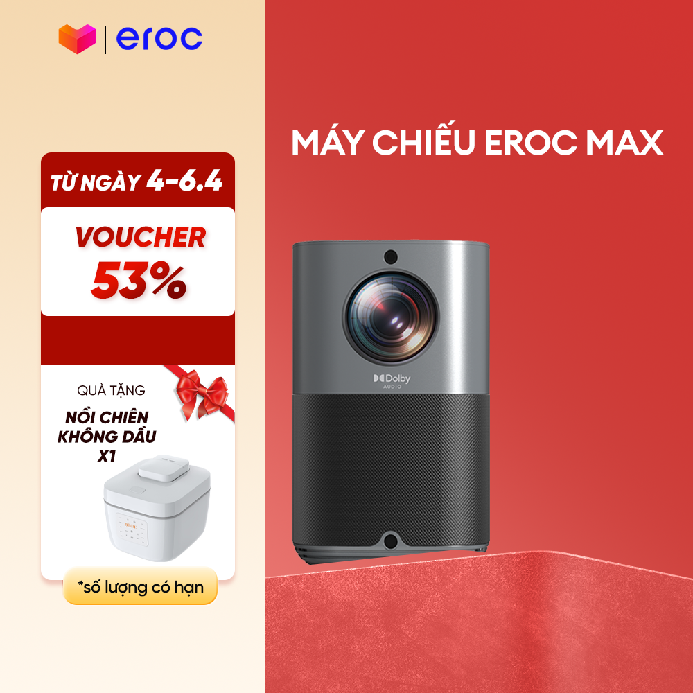 Máy chiếu mini thông minh EROC MAX full HD máy chiếu xem phim lên tường phù hợp xem Phim xem bóng đá Tivi cực nét, Bảo hành chính hãng 12 tháng