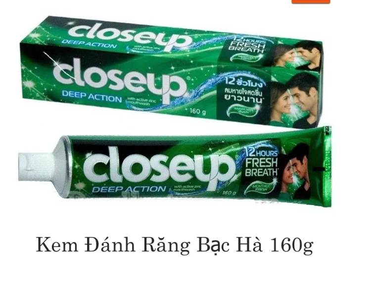 Kem Đánh Răng CLOSE UP 160g Thái Lan Trắng Sáng Răng , Hơi Thở Thơm Mát Hương Bạc hà the mát, dịu nhẹ giúp bạn luôn giữ được hơi thở thơm tho suốt cả ngày khi sử dụng