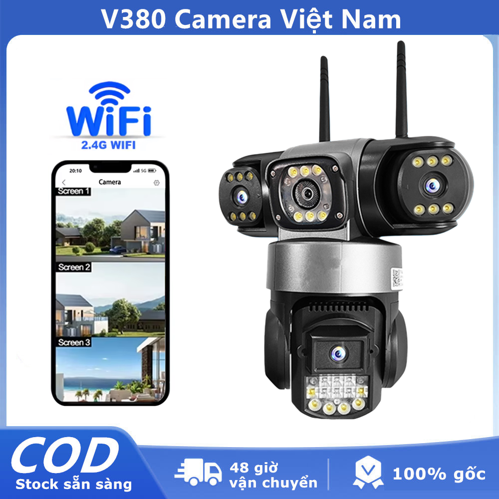 Camera V380  PTZ 3 Mắt 15.0M Zoom Siêu Nét, Wifi Không Dây Ngoài Trời