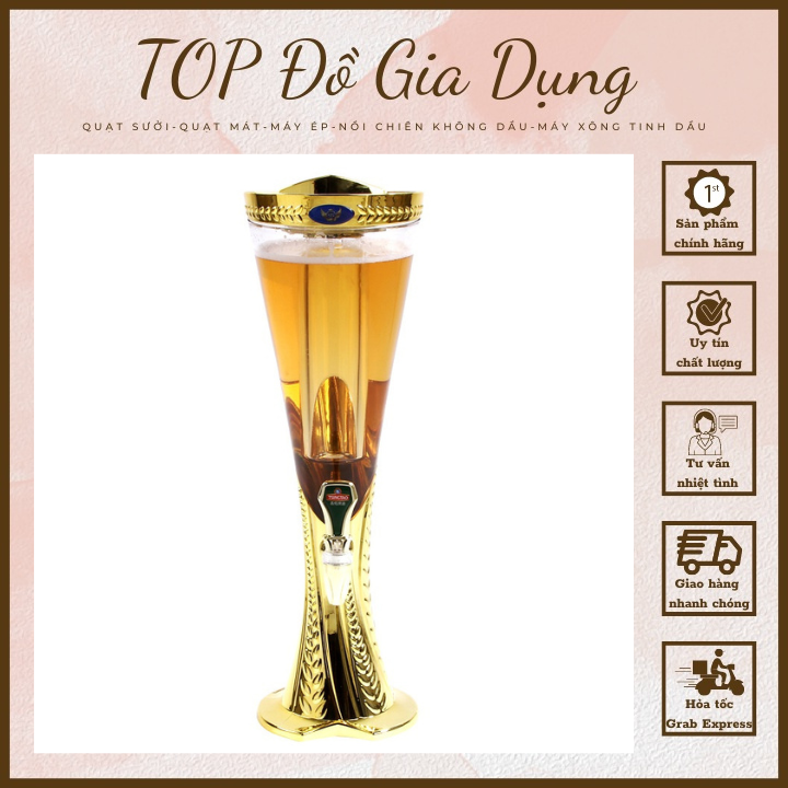 Tháp bia, bình rót bia 3 lít vân đế lúa mạch, có đèn led nháy, tiện lợi, vệ sinh, phù hợp vui chơi tiệc nhậu