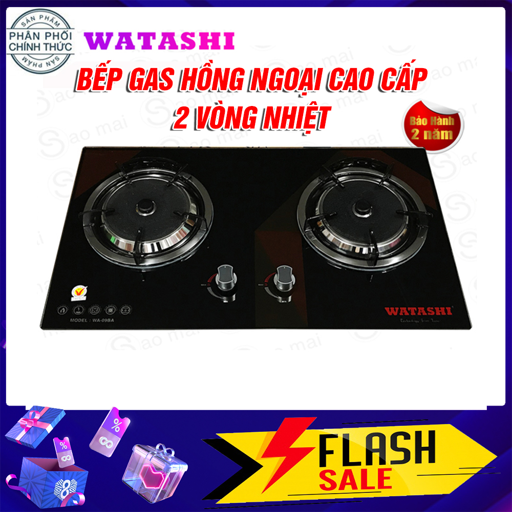 Bếp Gas Âm Hồng Ngoại WATASHI WA-09BA Mặt kính cường lực, Đánh lửa ic , Dòng cao cấp cho mọi gia đình