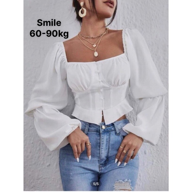 Áo voan bigsize 60-90kg tay bồng , áo voan nữ sang chảnh Smilebigsize ac06