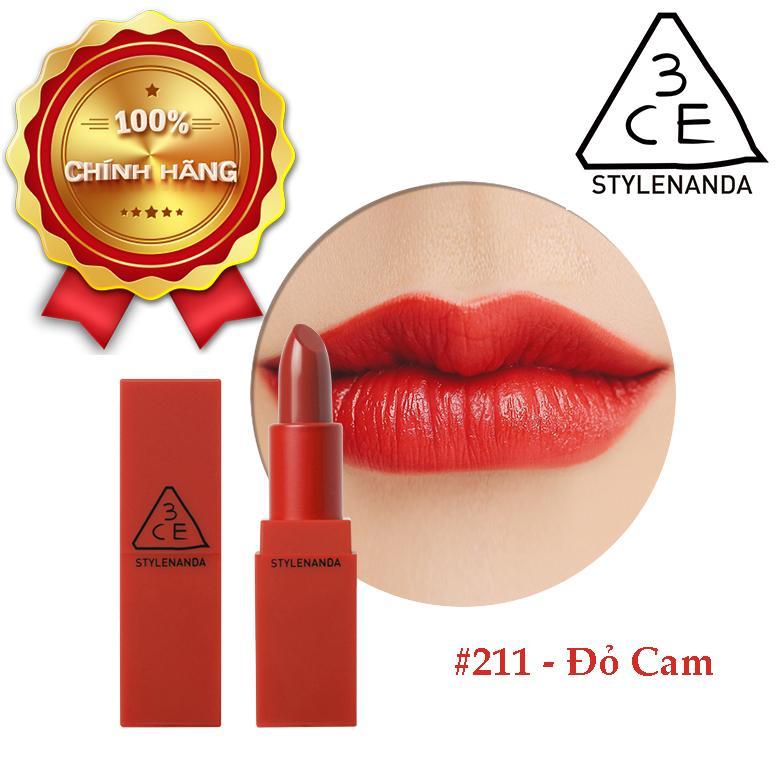 Son Lì 3CE Red Recipe Matte Lip Color #211 Dolly - Màu Đỏ Cam