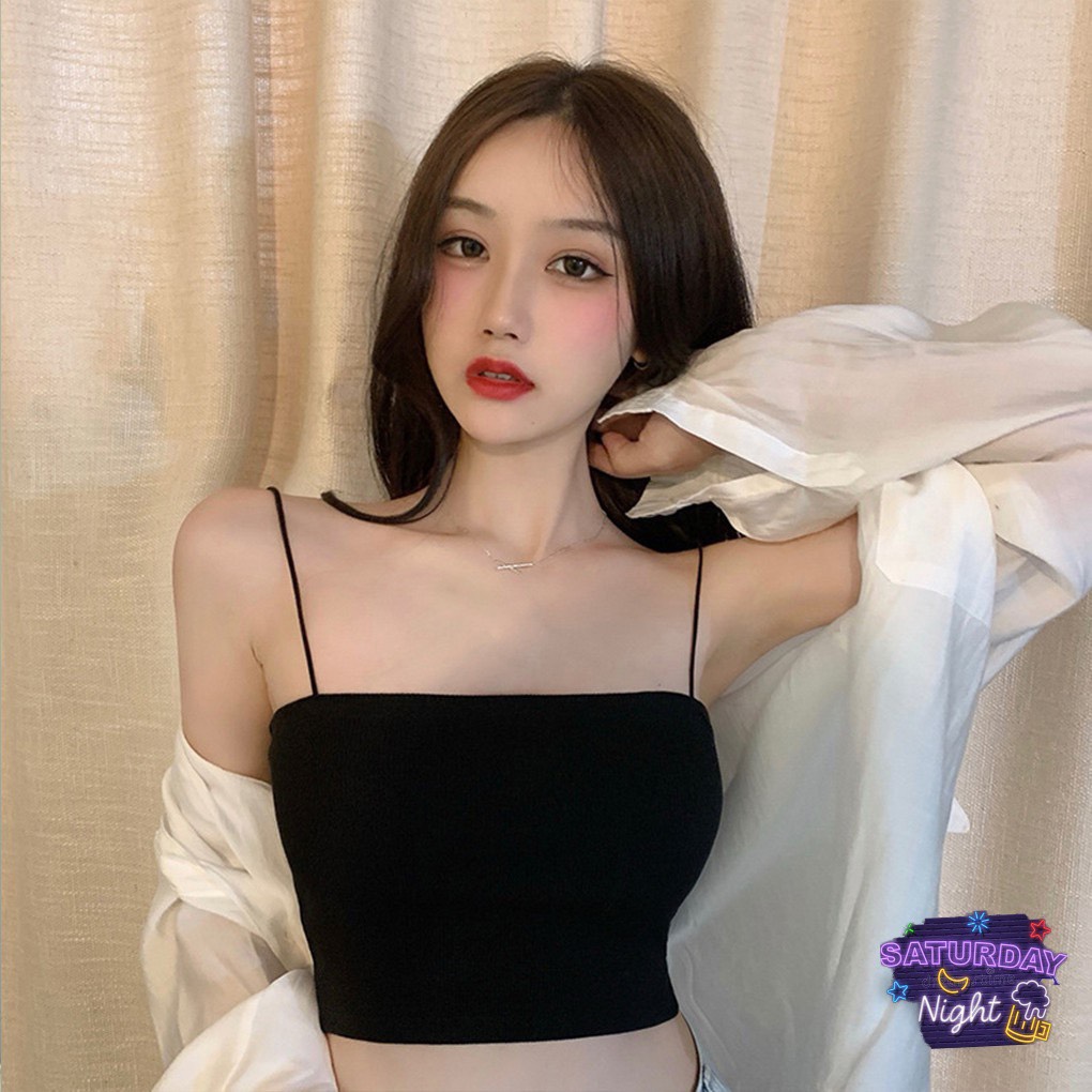 Áo hai dây nữ croptop dáng ôm kiểu ống 2 dây bún mặc bên trong